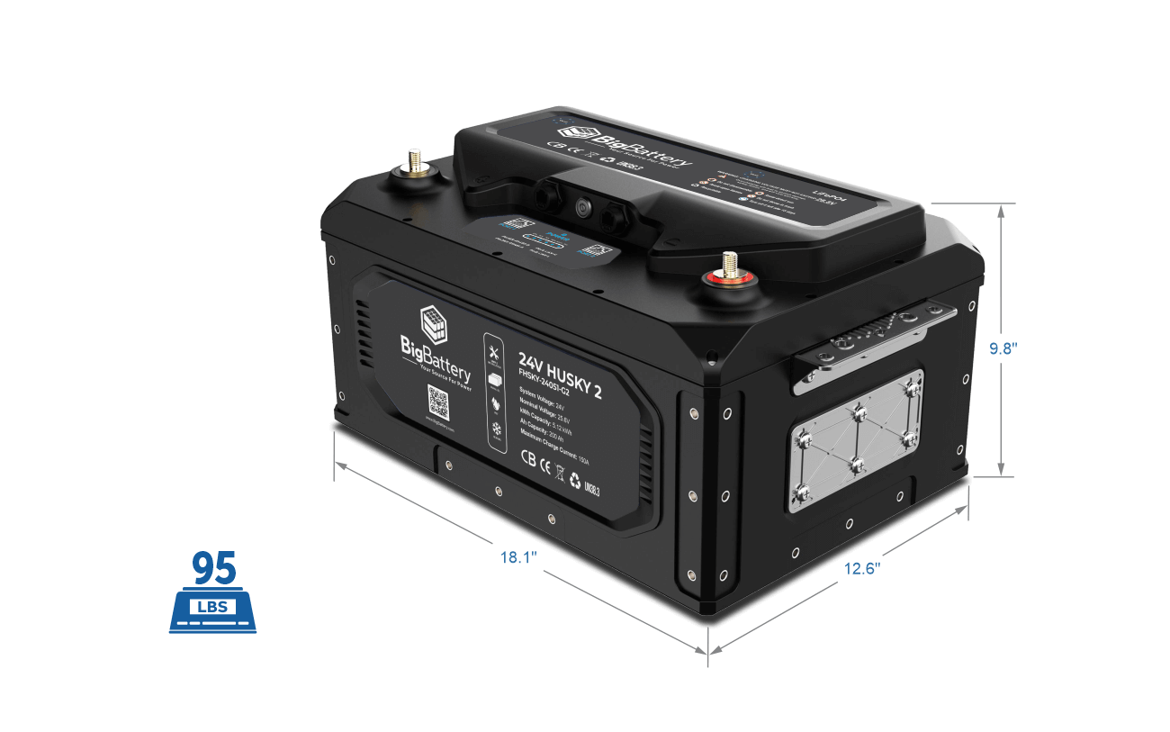 BigBattery 24V HUSKY 2 – LiFePO4 – 200Ah – 5.12kWh FHSKY-24051-G2