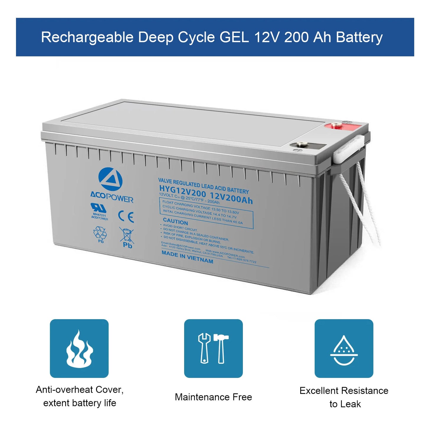 ACOPOWER 600W Mono Black RV Solar System HY-800AH3KW-600WMB