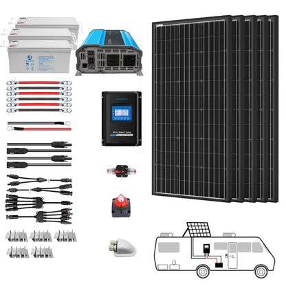 ACOPOWER 500W Mono RV Solar System HY-600AH3KW-500WMB