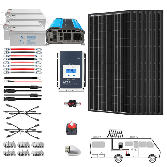 ACOPOWER 600W Mono Black RV Solar System HY-800AH3KW-600WMB