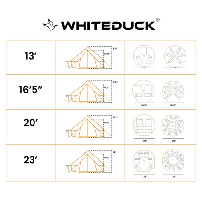 White Duck Outdoors 16.5' Avalon Bell Tent Fire/Water Resistant 810055831449