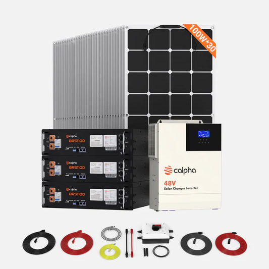 Calpha 3kW 15.36kWh Flexible Solar Panel Kits (5kW Inverter) CC16