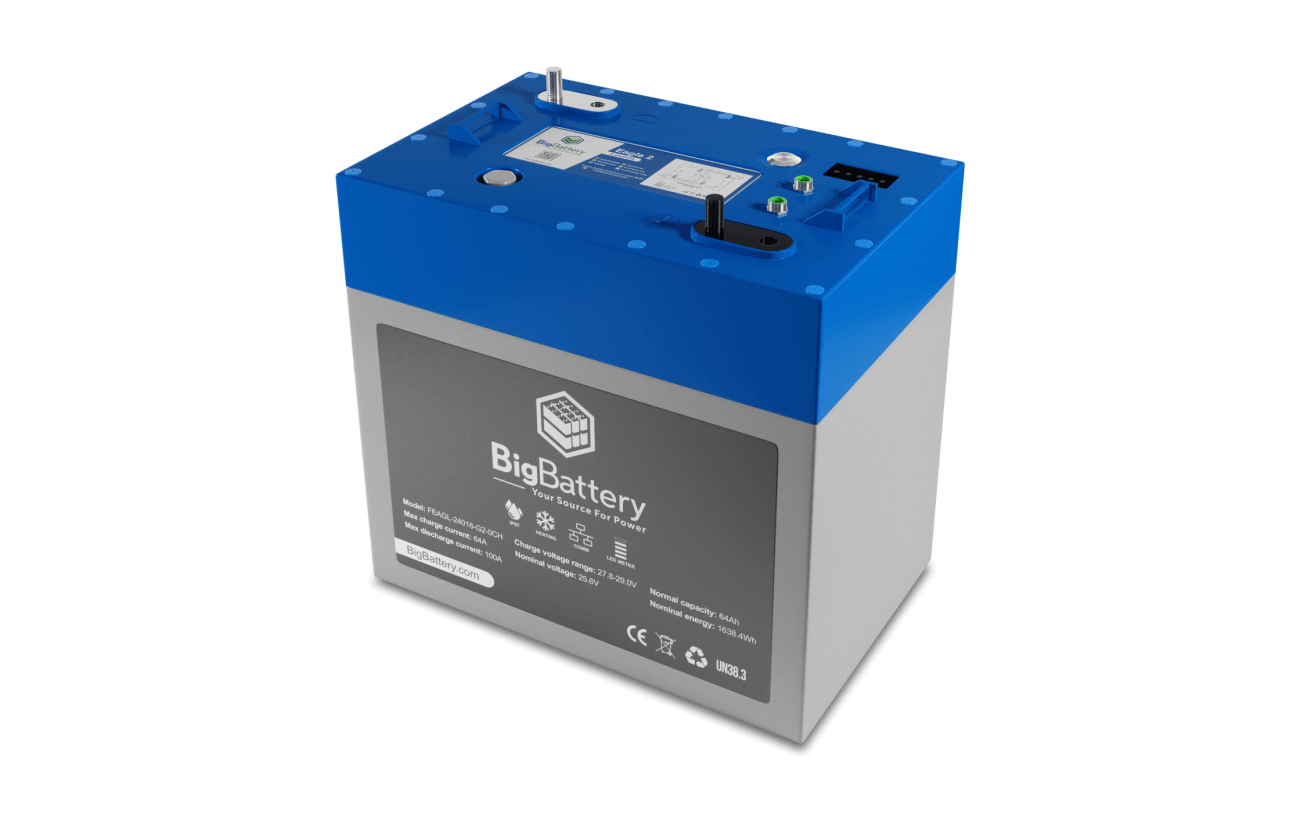BigBattery 24V EAGLE 2 – LiFePO4 – 64Ah – 1.63kWh FEAGL-24016-G2-0CH
