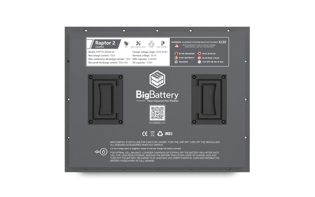 BigBattery 36V RAPTOR 2 – 3.84kWh LiFePO4 FRPTR-36038-G2
