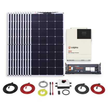 Calpha 1kW 5.12kWh Flexible Solar Panel Kit (5kW Inverter) CC12
