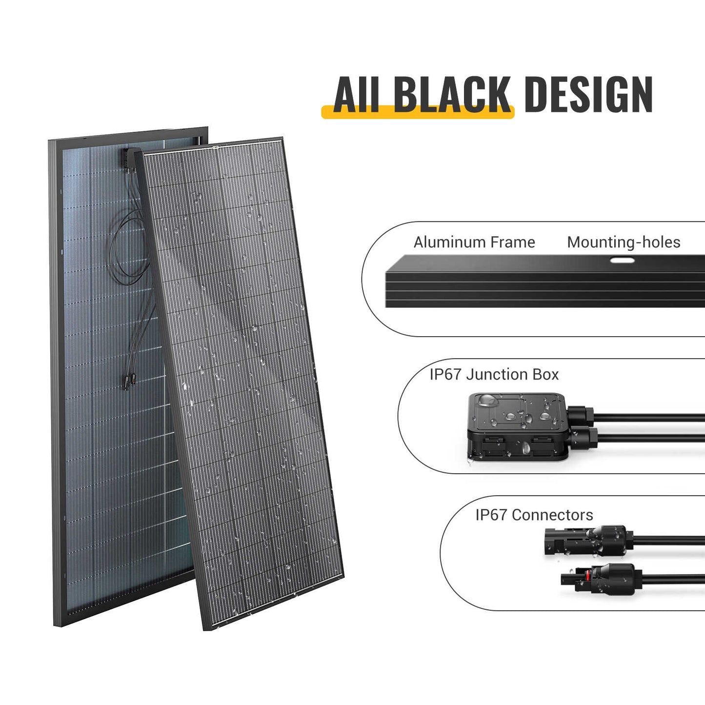 BougeRV 300W 12V 12BB Mono Solar Panel ISE239