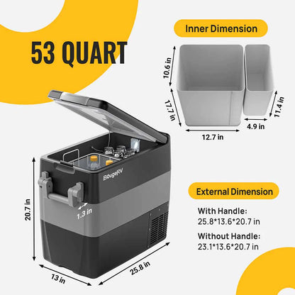BougeRV 12V 53 Quart (50L) Portable Fridge Car Freezer A3001-00702